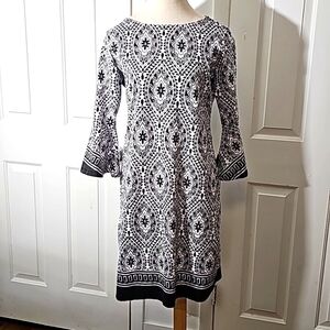 Barbara Erickson dress size large. Black/white design. Sleeves with bell…